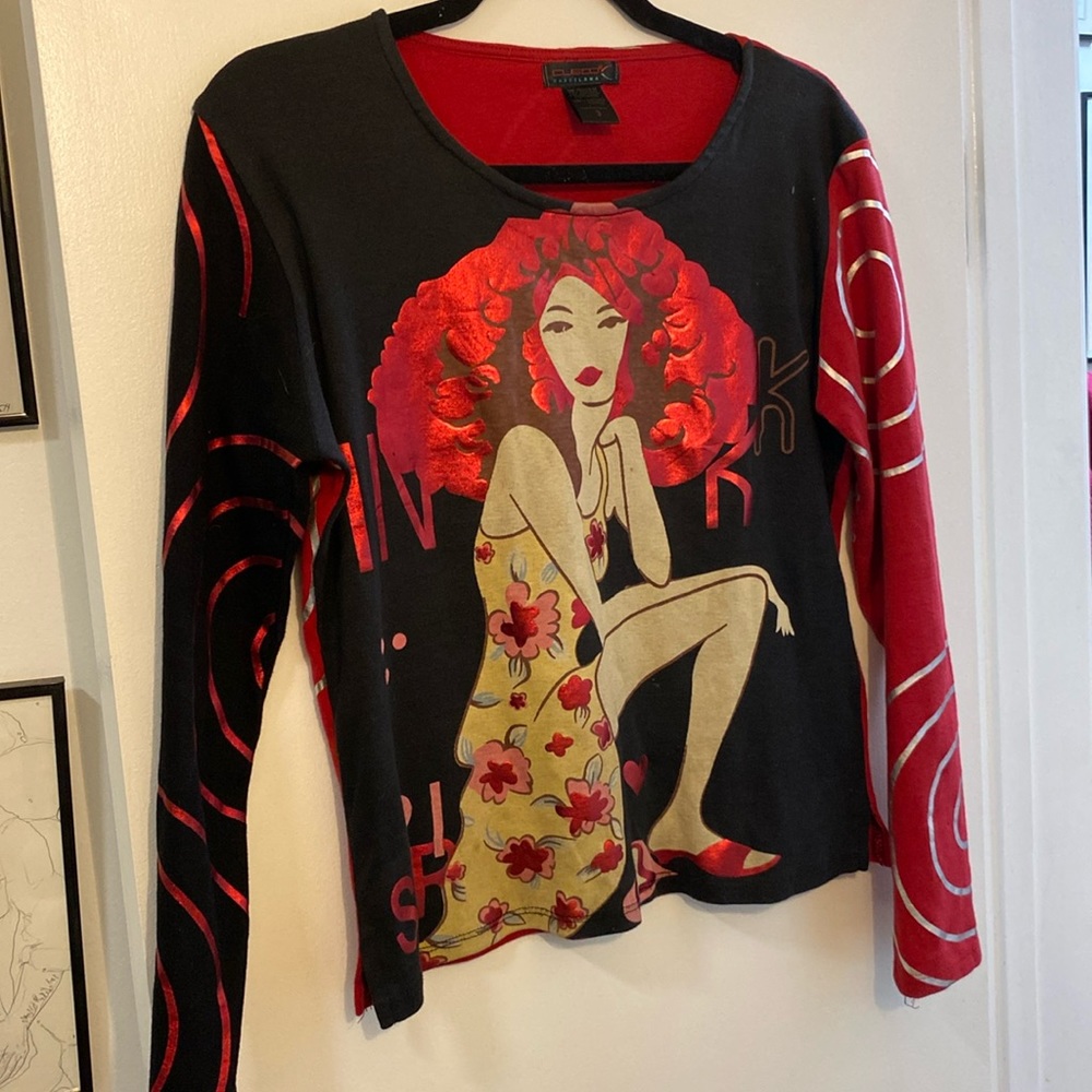 Vintage Custo Barcelona Red Head Top Size 3